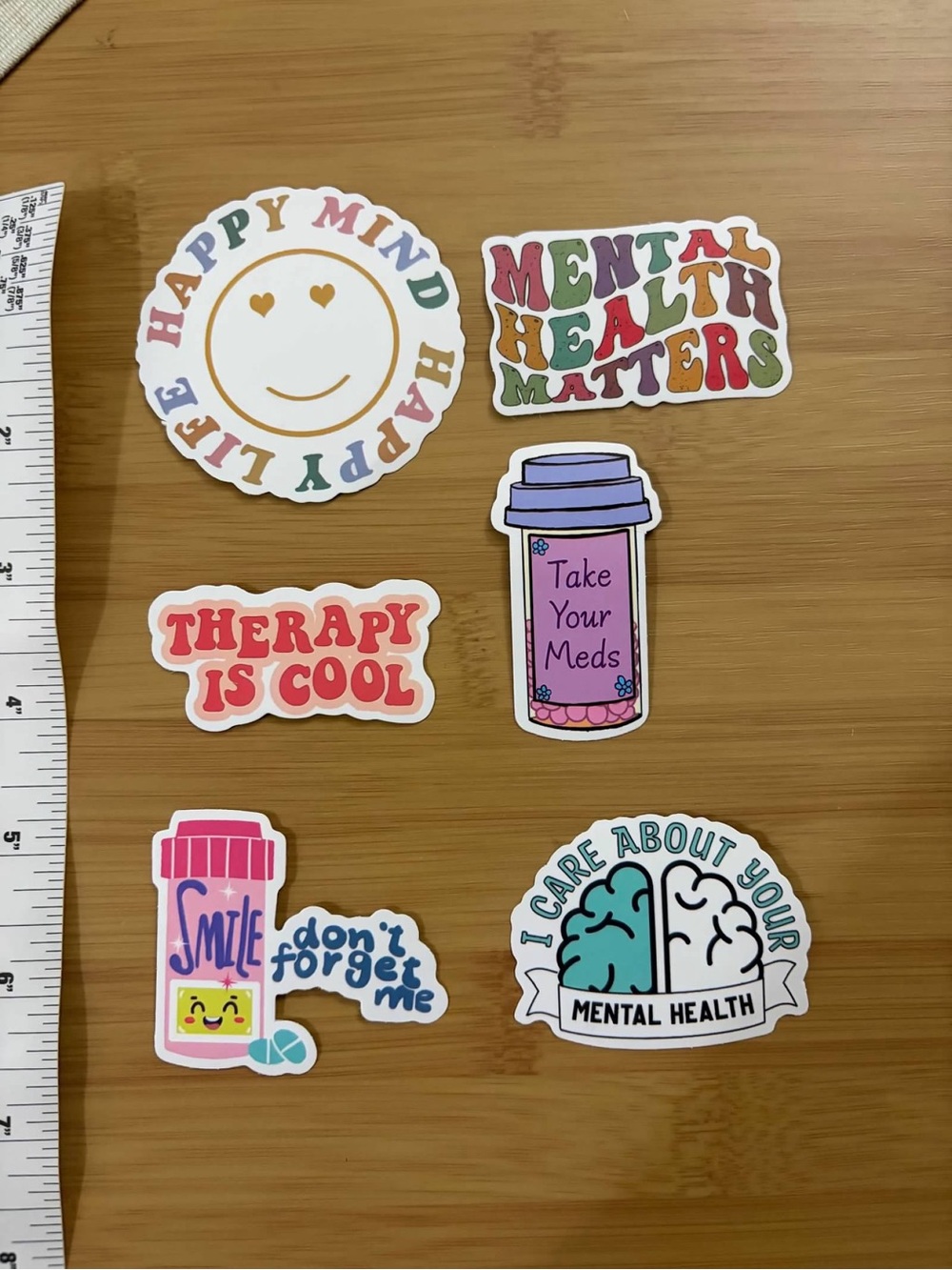 Mental Health Motivational Sticker Set - Colorful Wellness Decals